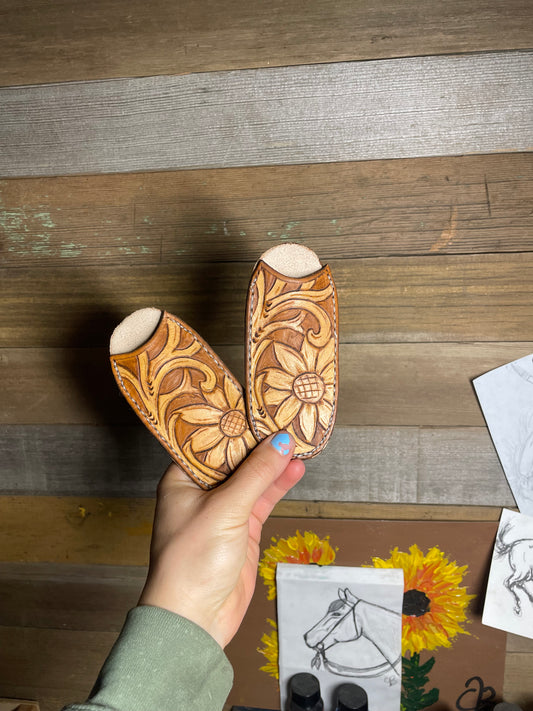 Leather cast iron handle covers