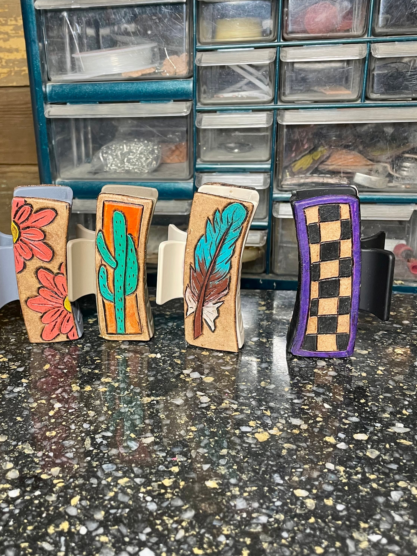 Leather hair clips